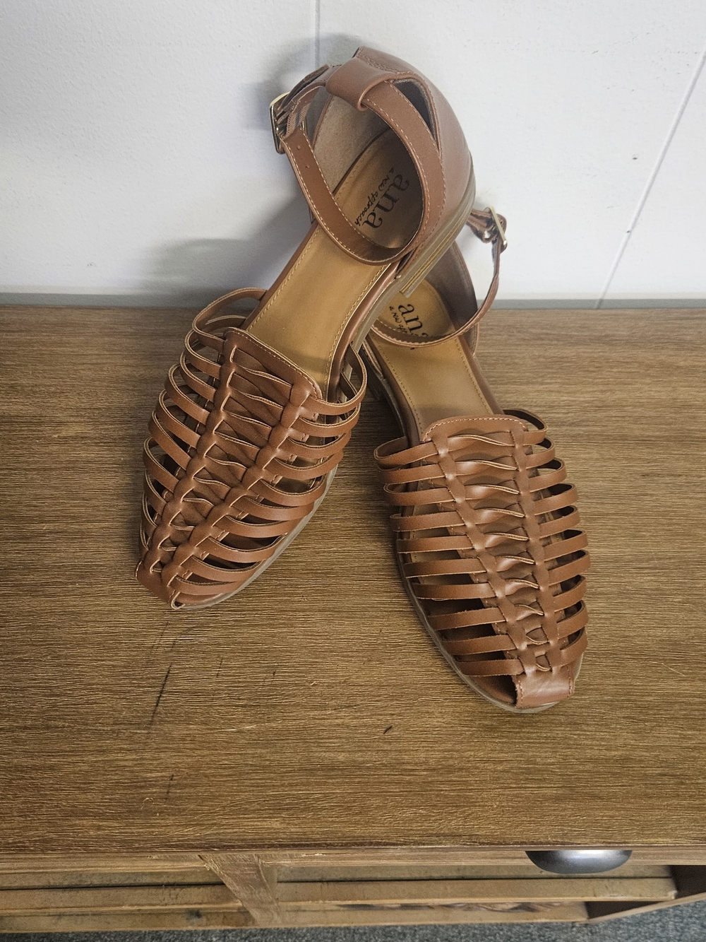 a.n.a Tan Woven Ankle-Strap Sandals